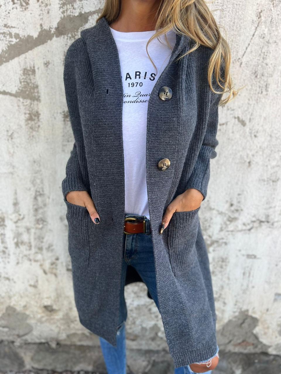 Harmony | Longline Knit Cardigan with Statement Buttons