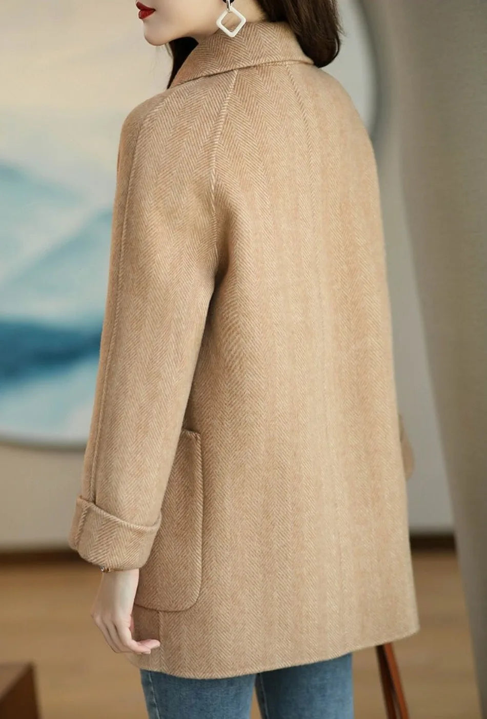 Natella | Double-Breasted Wool Coat Notch Lapel