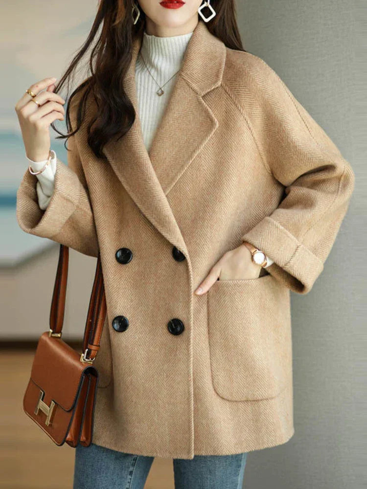 Natella | Double-Breasted Wool Coat Notch Lapel