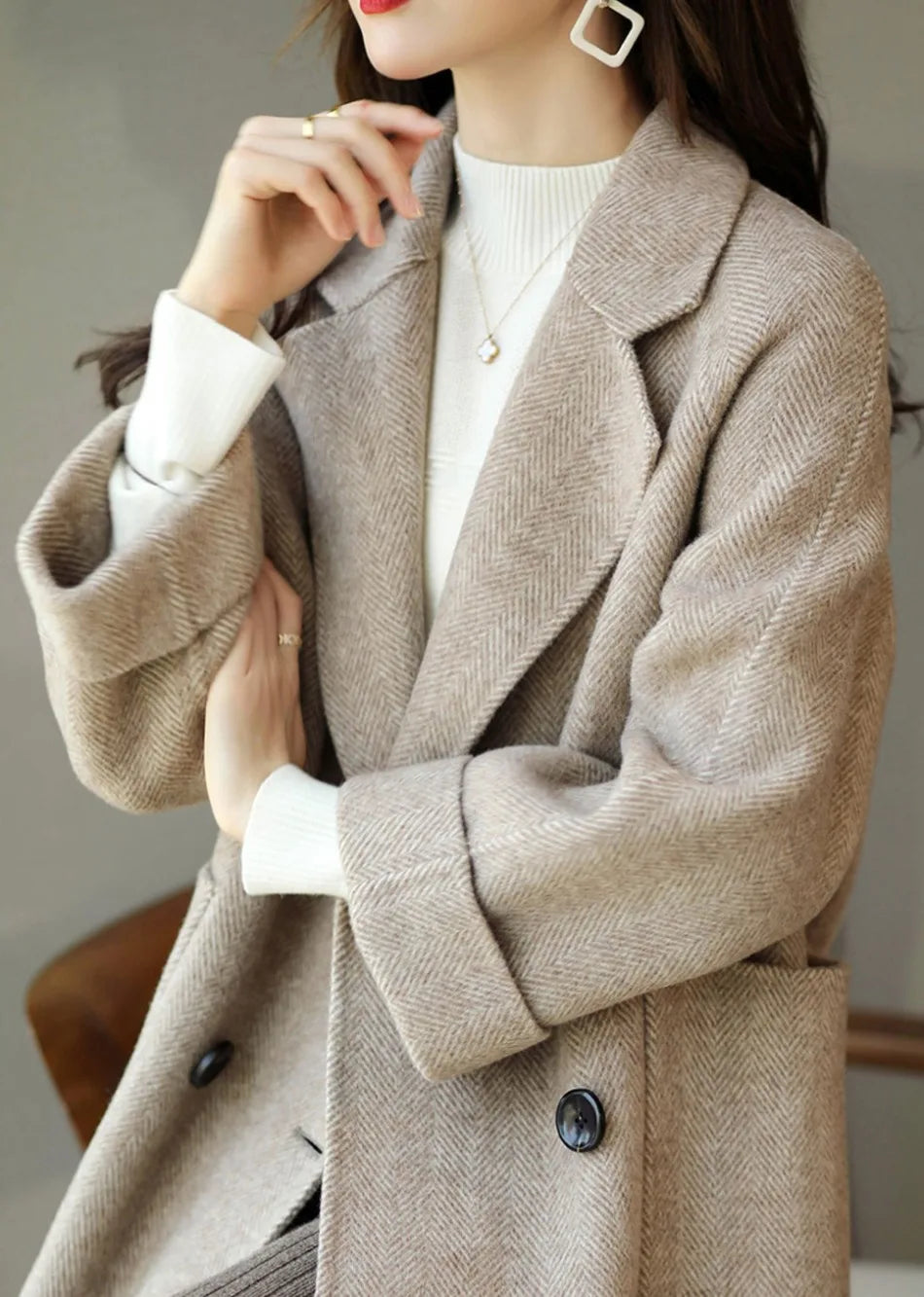 Natella | Double-Breasted Wool Coat Notch Lapel