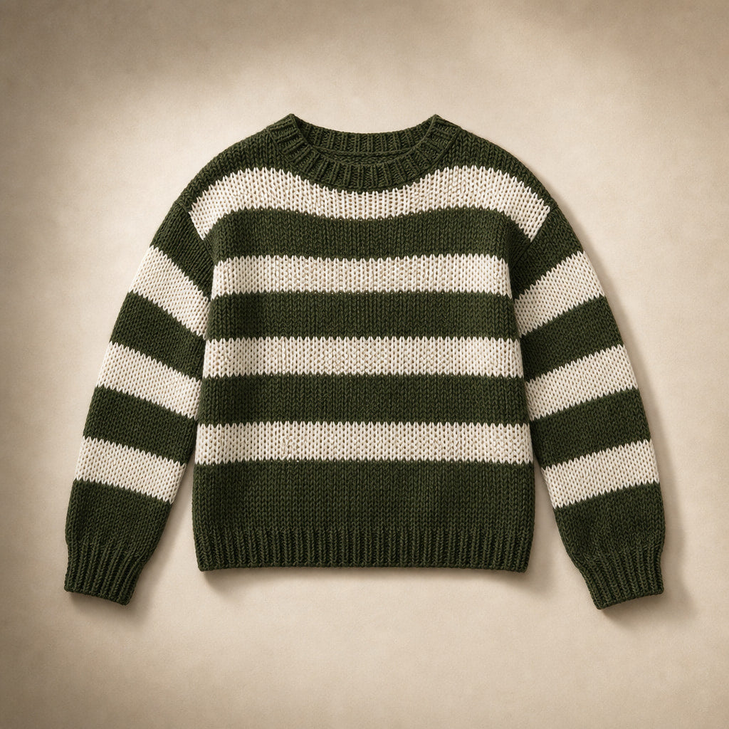 Adele Striped Sweater Army Green – Product Photo