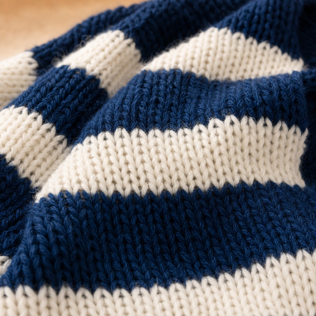 Adele Striped Sweater Blue – Fabric and Detail Close-Up