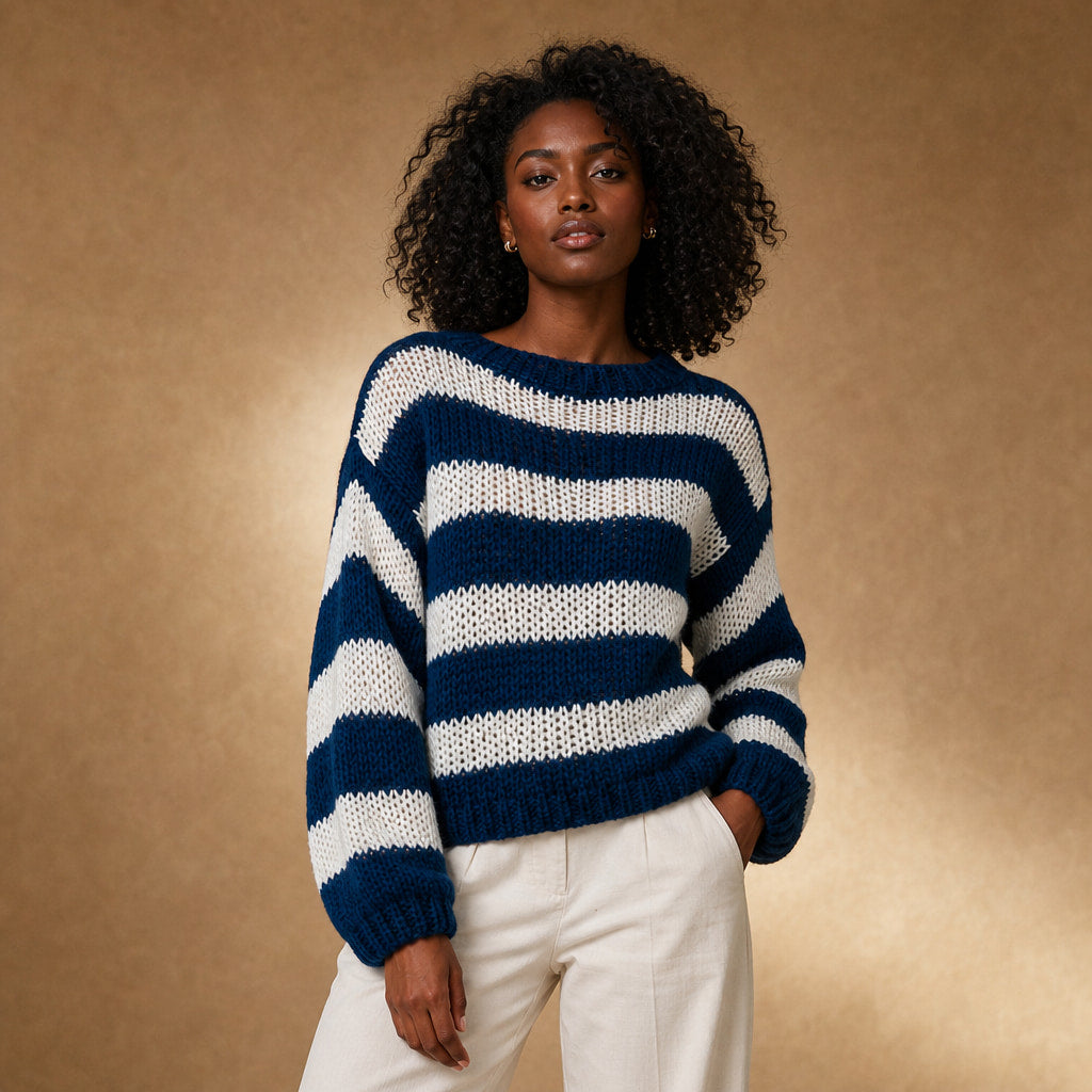 Adele Striped Sweater in Blue – Mampierimoda Premium Womenswear