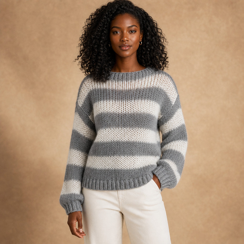 Adele Striped Sweater in Gray – Mampierimoda Premium Womenswear