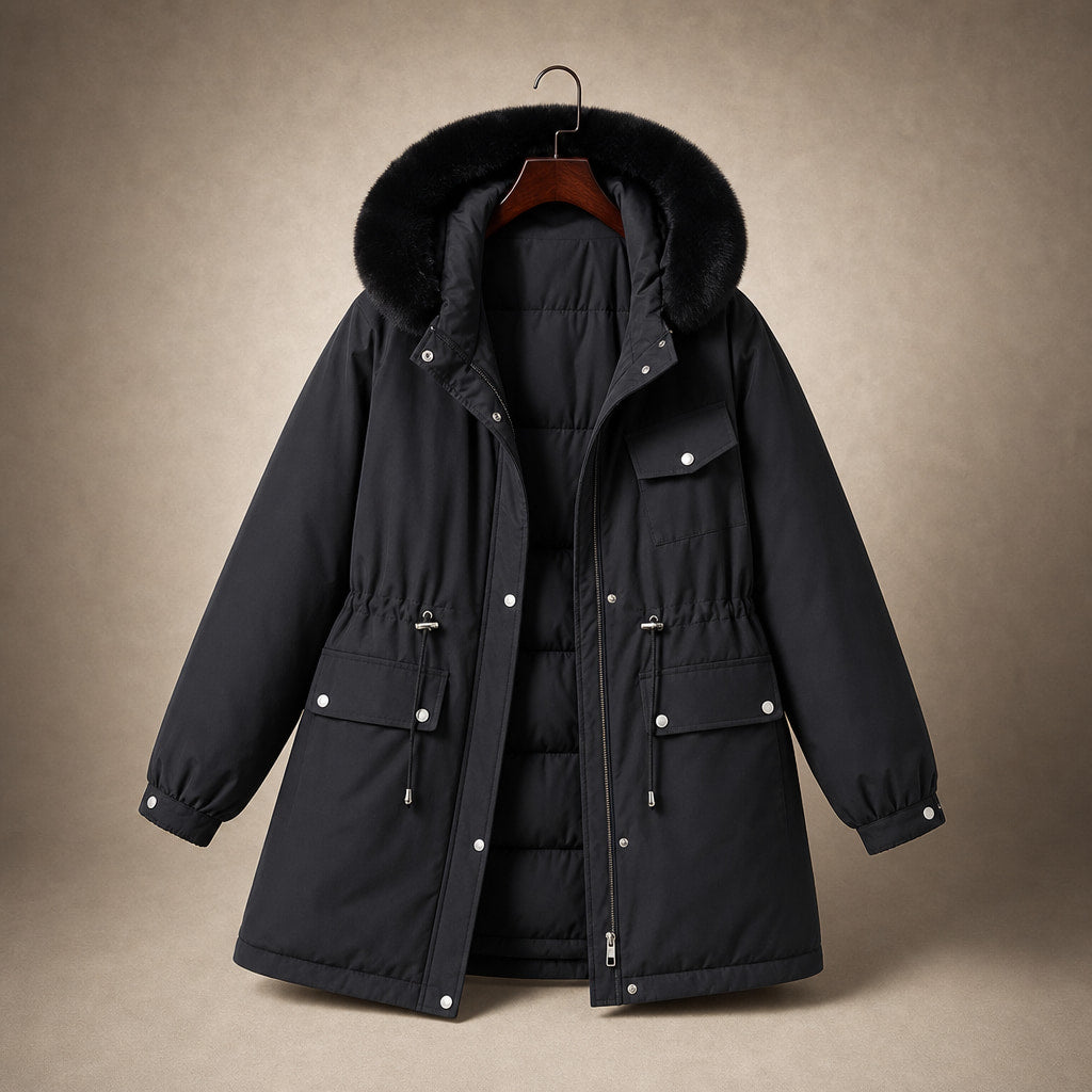 Alessia Fur Lined Winter Parka Midnight Black – Product Photo