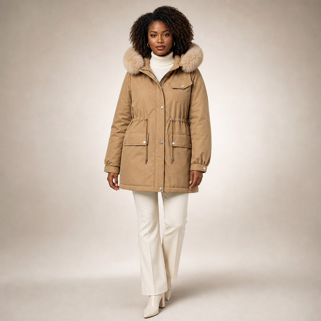 Alessia Fur Lined Winter Parka in Mocha Brown – Mampierimoda Premium Womenswear