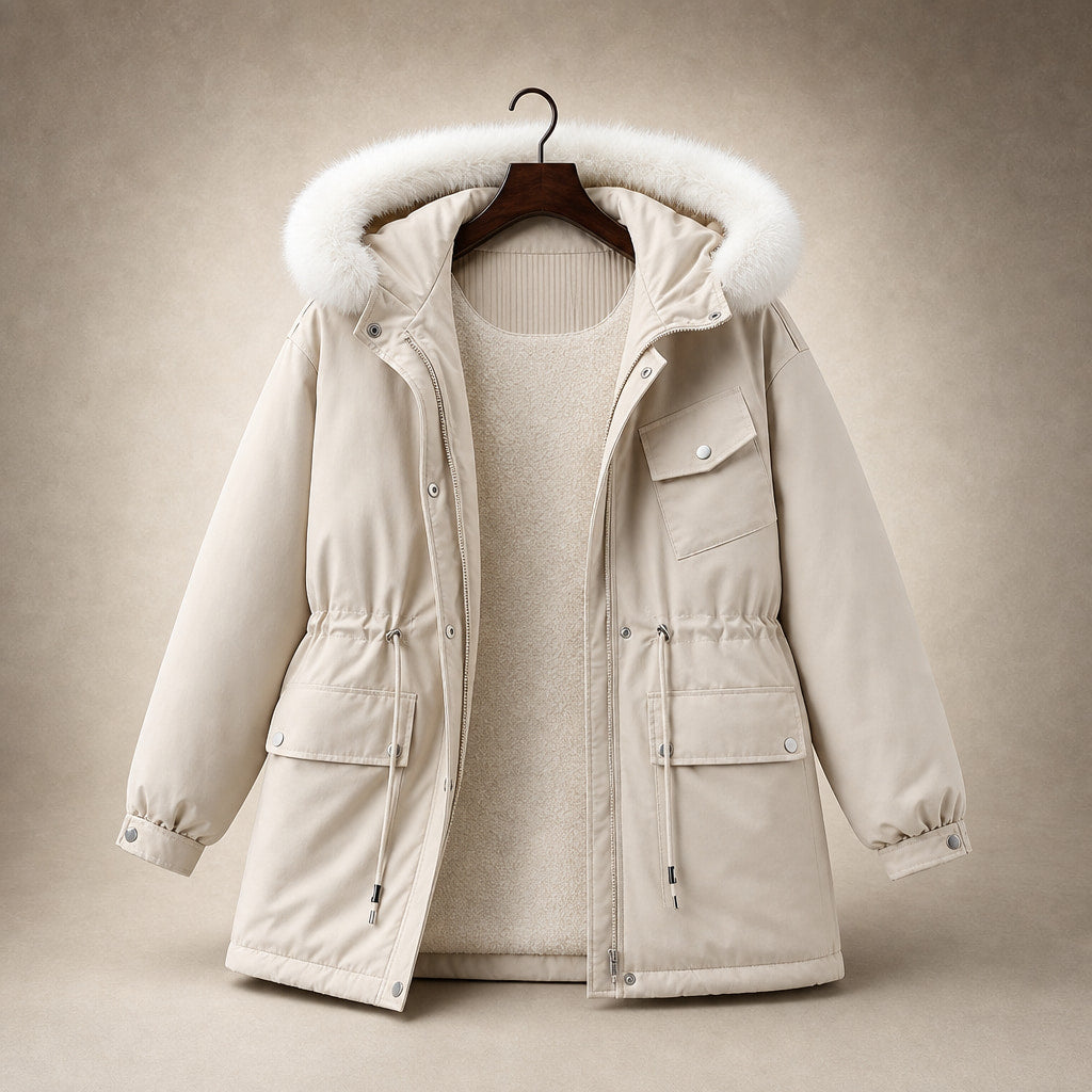 Alessia Fur Lined Winter Parka Off-White – Product Photo
