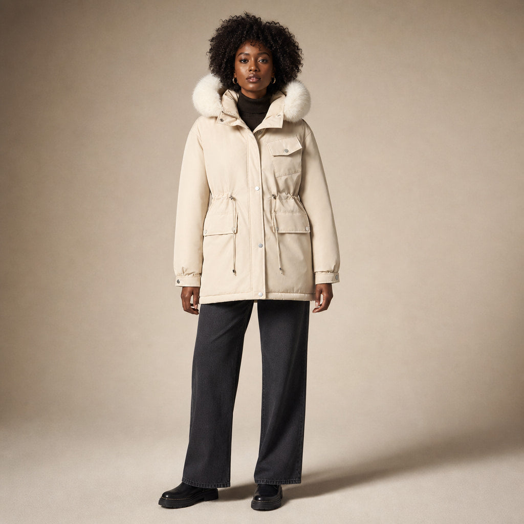 Alessia Fur Lined Winter Parka in Off-White – Mampierimoda Premium Womenswear