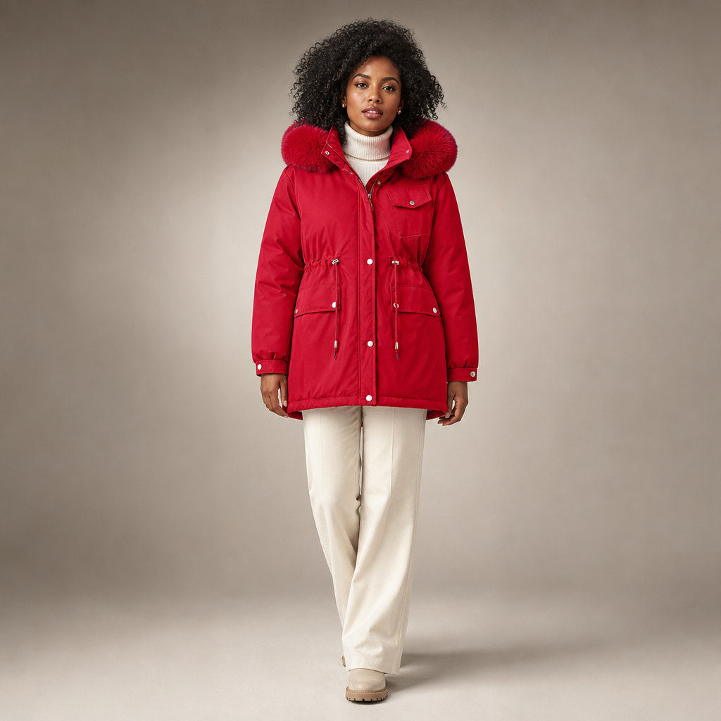 Alessia Fur Lined Winter Parka in Rose Red – Mampierimoda Premium Womenswear