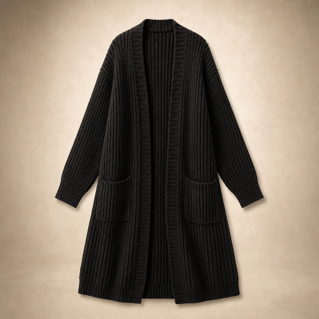 Cozy Confidence Longline Cardigan Black – Product Photo