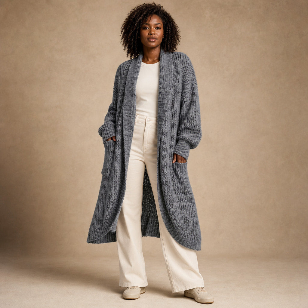 Cozy Confidence Longline Cardigan in Grey – Mampierimoda Premium Womenswear