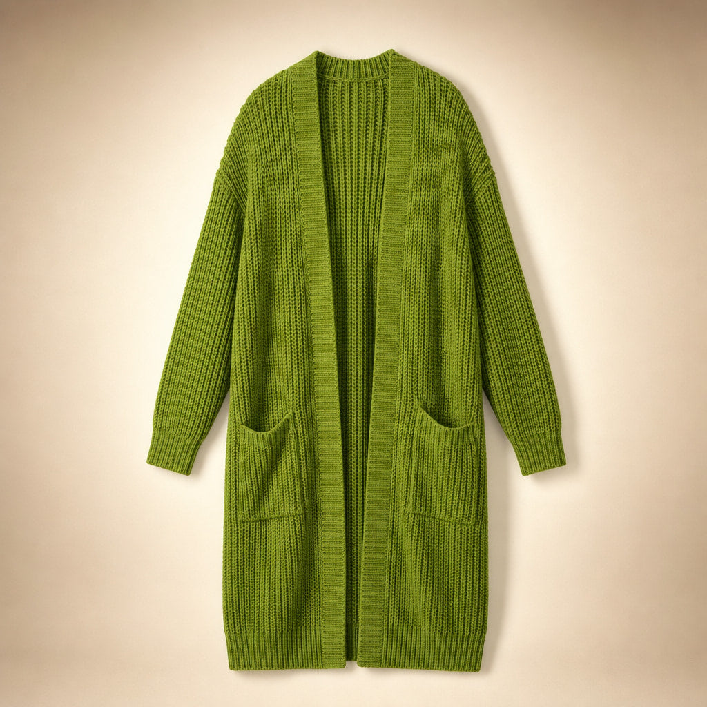 Cozy Confidence Longline Cardigan Olive – Product Photo