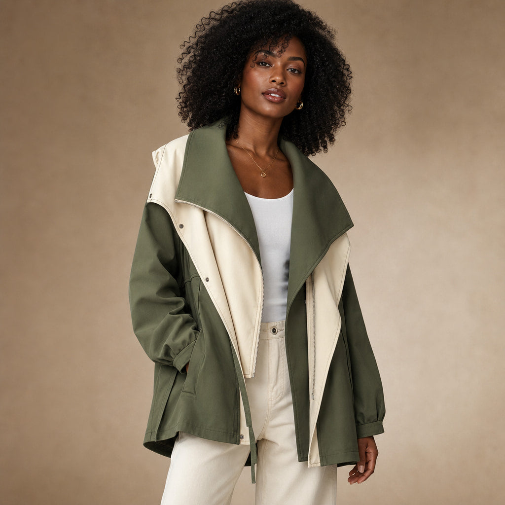 Amelia Asymmetrical Two-Tone Jacket Mint Green – Side Angle View