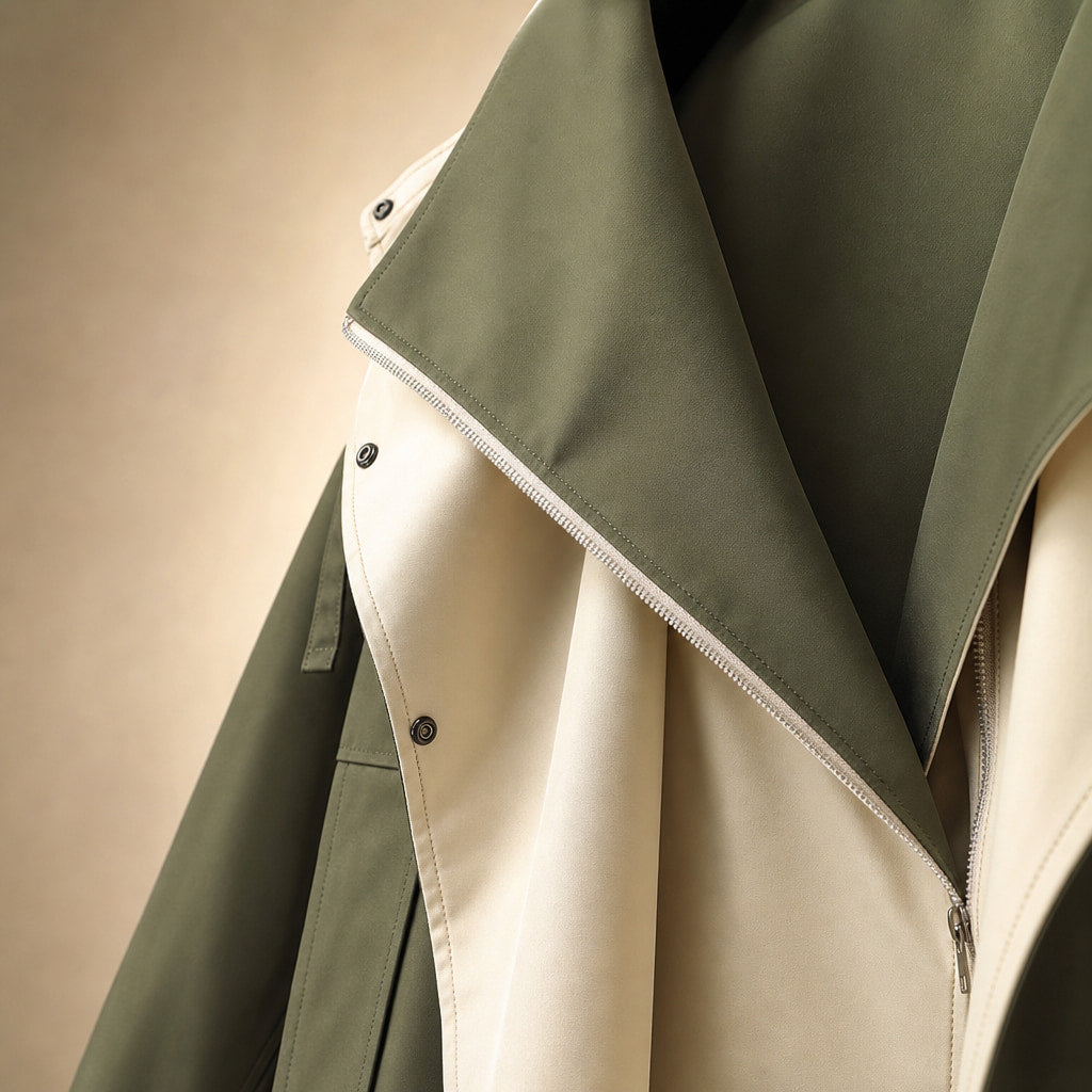 Amelia Asymmetrical Two-Tone Jacket Mint Green – Fabric and Detail Close-Up