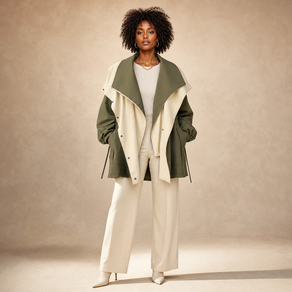 Amelia Asymmetrical Two-Tone Jacket Mint Green – Full Look