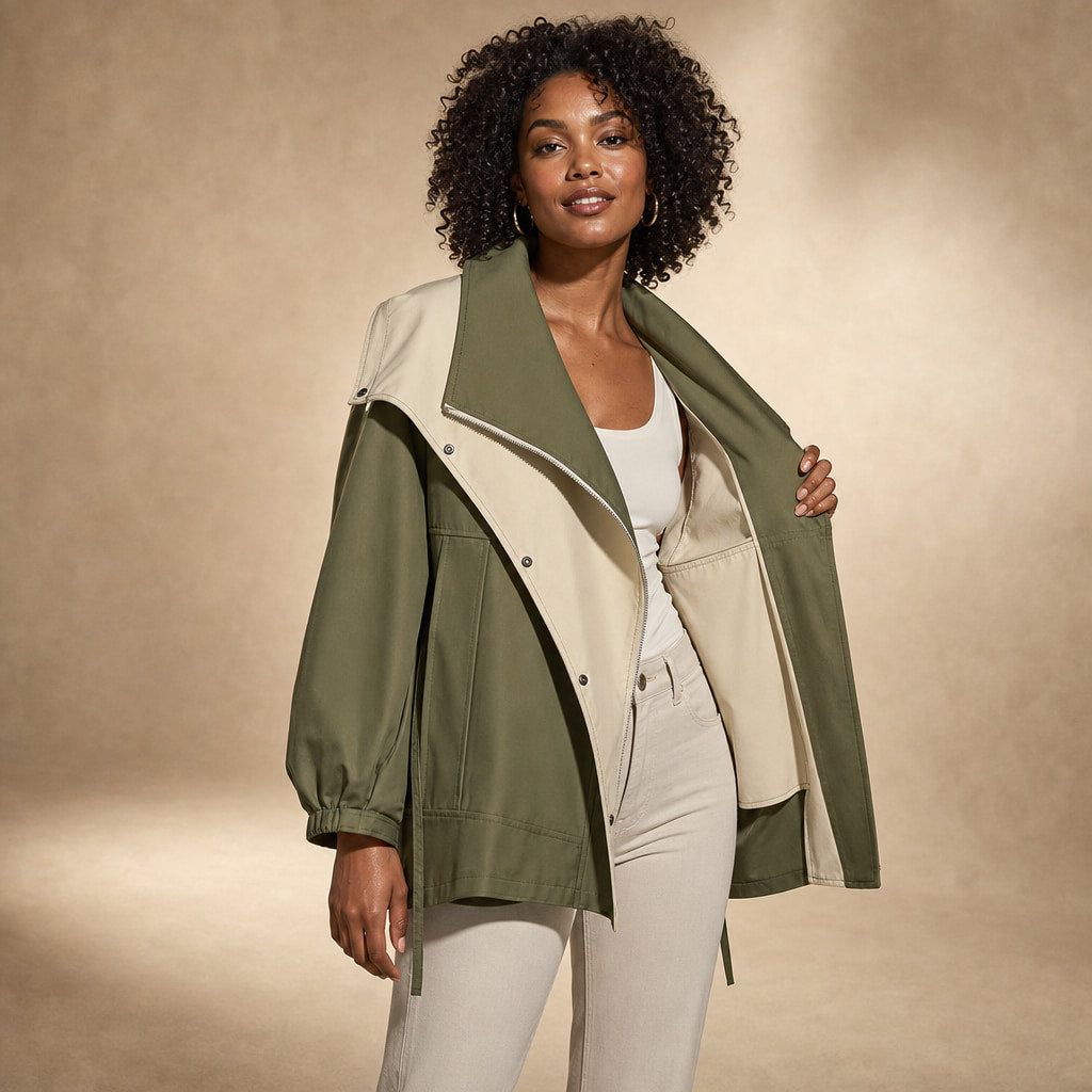 Amelia Asymmetrical Two-Tone Jacket Mint Green – Interior Lining Detail