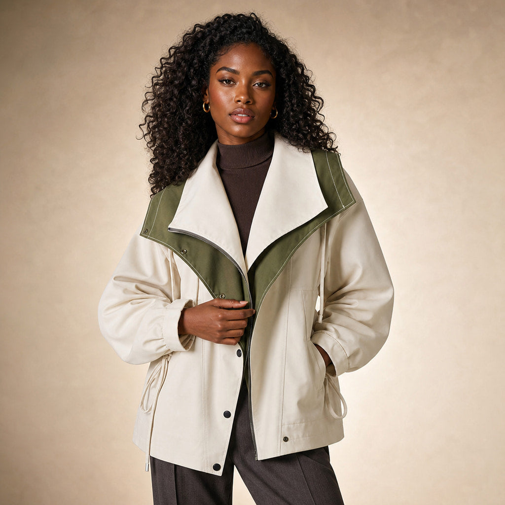 Amelia Asymmetrical Two-Tone Jacket in Pearl White – Mampierimoda Premium Womenswear