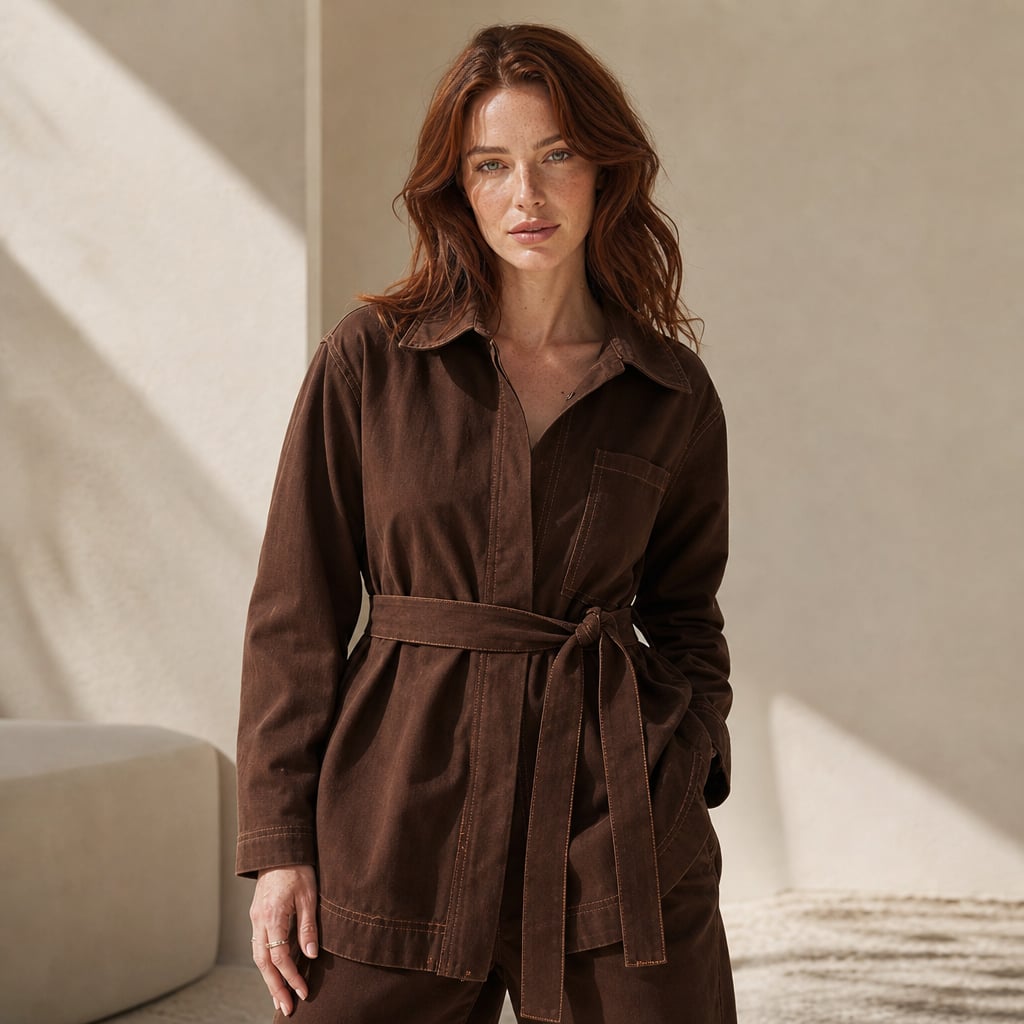 Amy Long Sleeve Top - Chocolate Denim Chocolate Denim – Styled Editorial Shot
