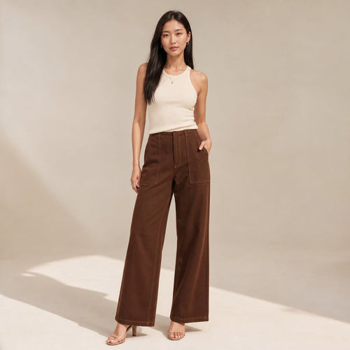 Amy Pants - Chocolate Denim Chocolate Denim – Product Photo