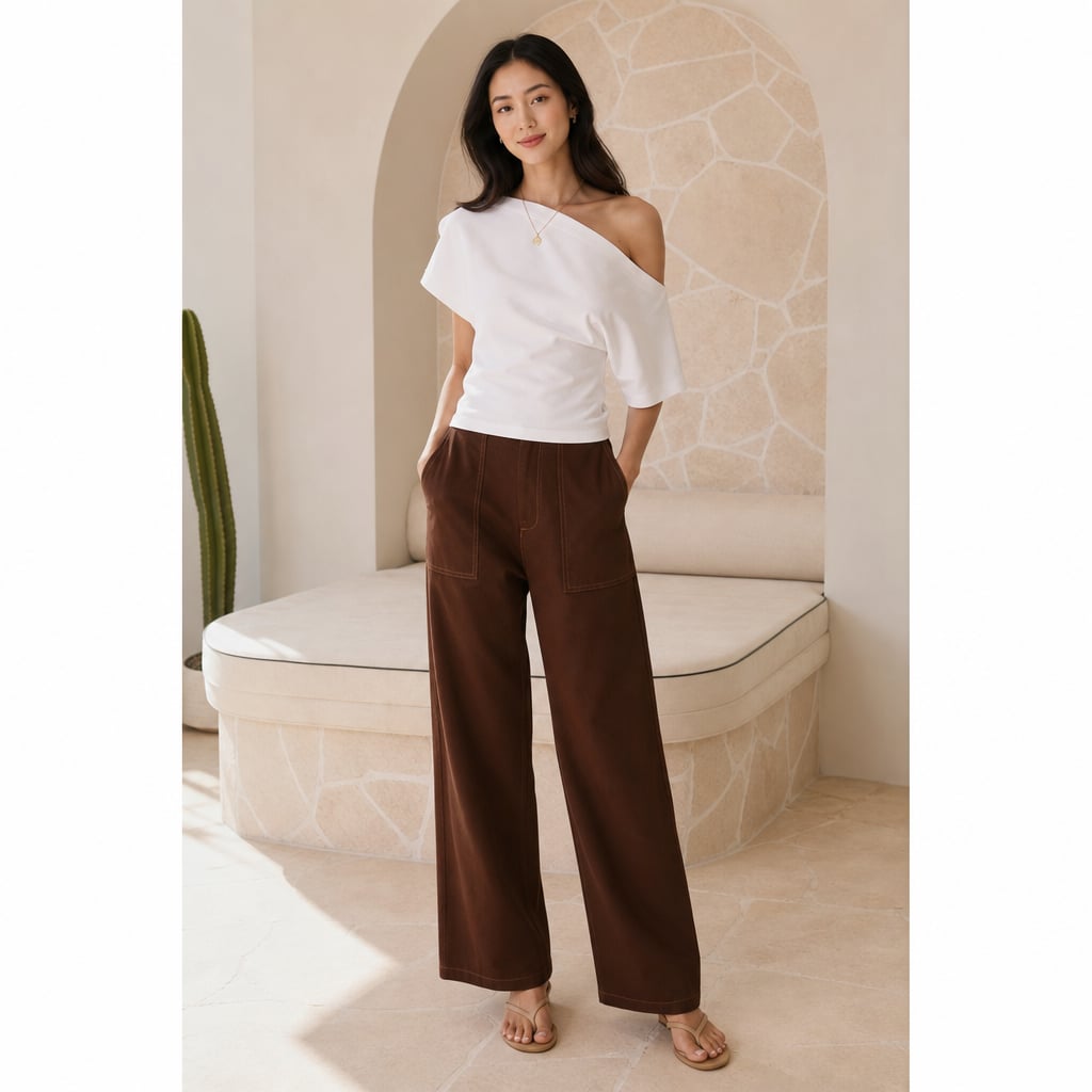 Amy Pants - Chocolate Denim Chocolate Denim – Styled Editorial Shot
