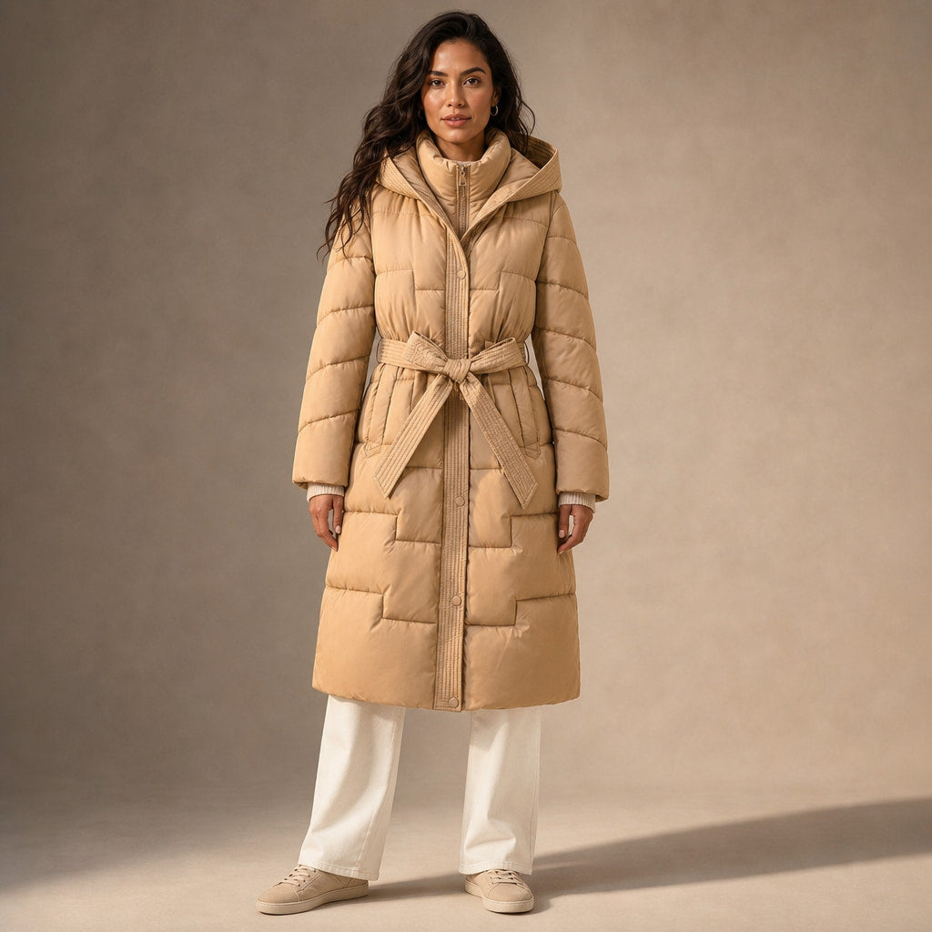 Anastasia Quilted Hooded Coat in Cream Beige – Mampierimoda Premium Womenswear