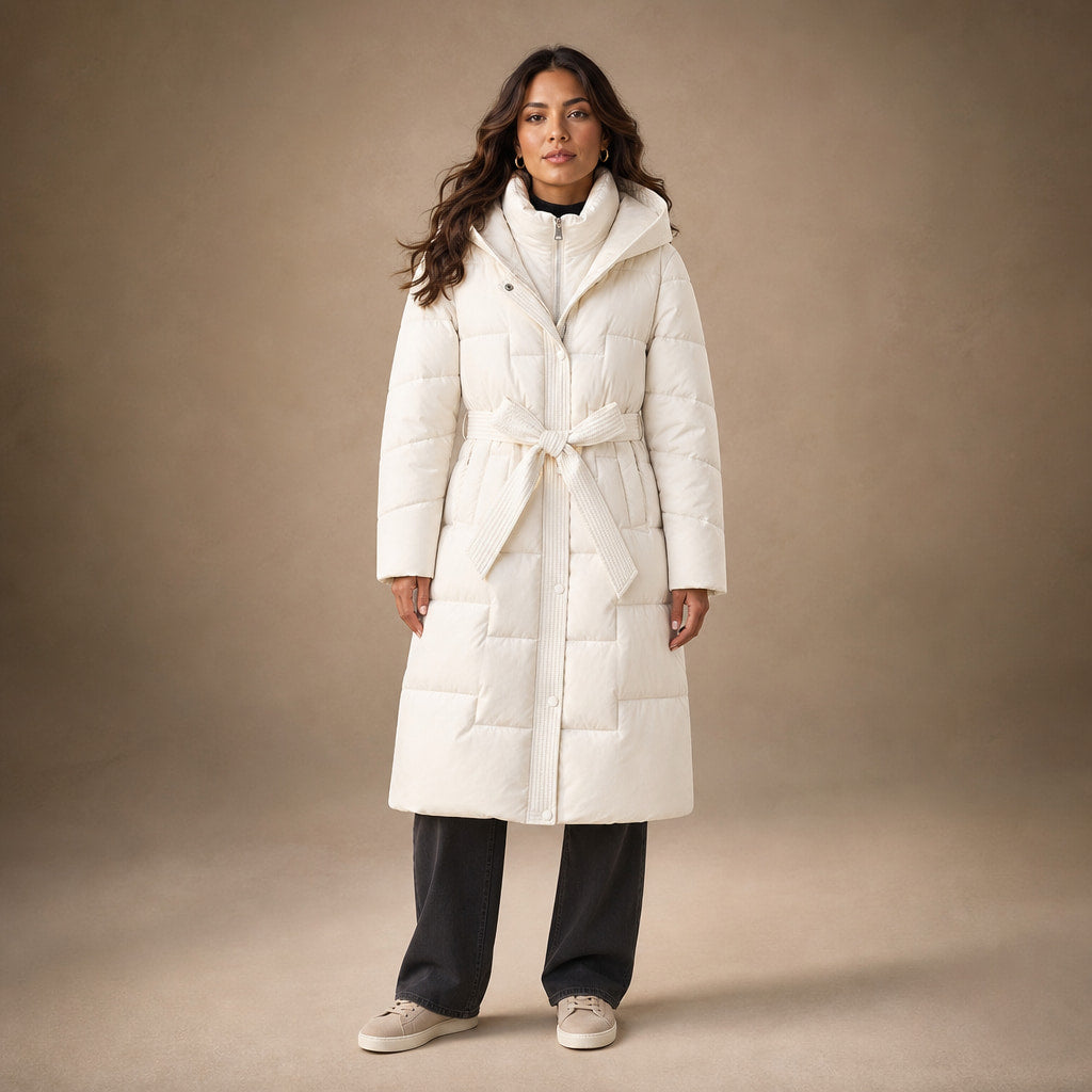Anastasia Quilted Hooded Coat in Pearl White – Mampierimoda Premium Womenswear