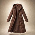 Anastasia Quilted Hooded Coat Truffle Brown – Product Photo