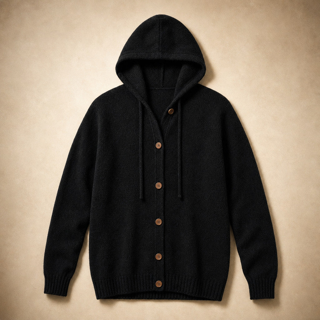 Ancelin Hooded Cardigan Black – Product Photo