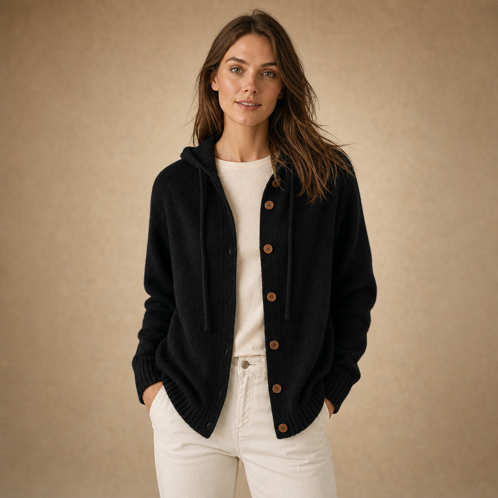 Ancelin Hooded Cardigan in Black – Mampierimoda Premium Womenswear