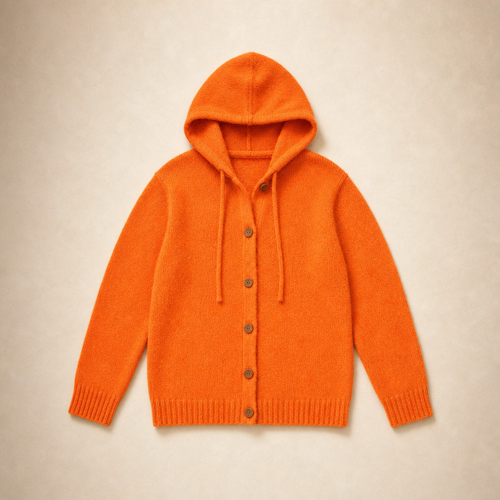 Ancelin Hooded Cardigan Bright Orange – Product Photo