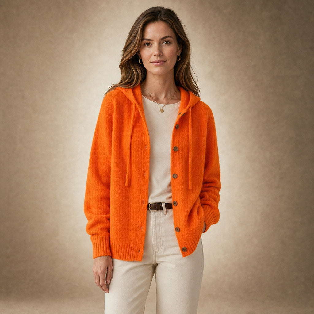 Ancelin Hooded Cardigan in Bright Orange – Mampierimoda Premium Womenswear