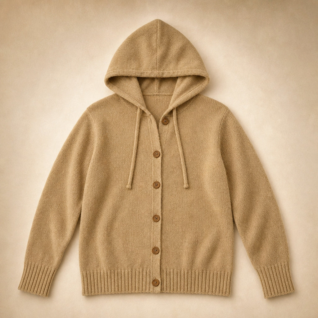 Ancelin Hooded Cardigan Khaki – Product Photo