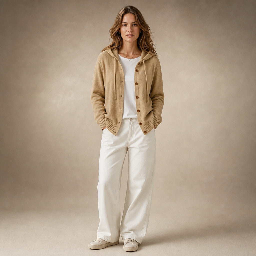 Ancelin Hooded Cardigan in Khaki – Mampierimoda Premium Womenswear