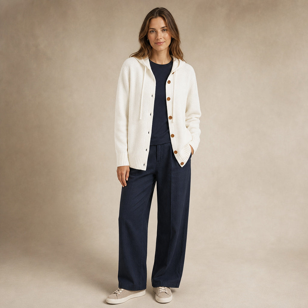 Ancelin Hooded Cardigan in White – Mampierimoda Premium Womenswear