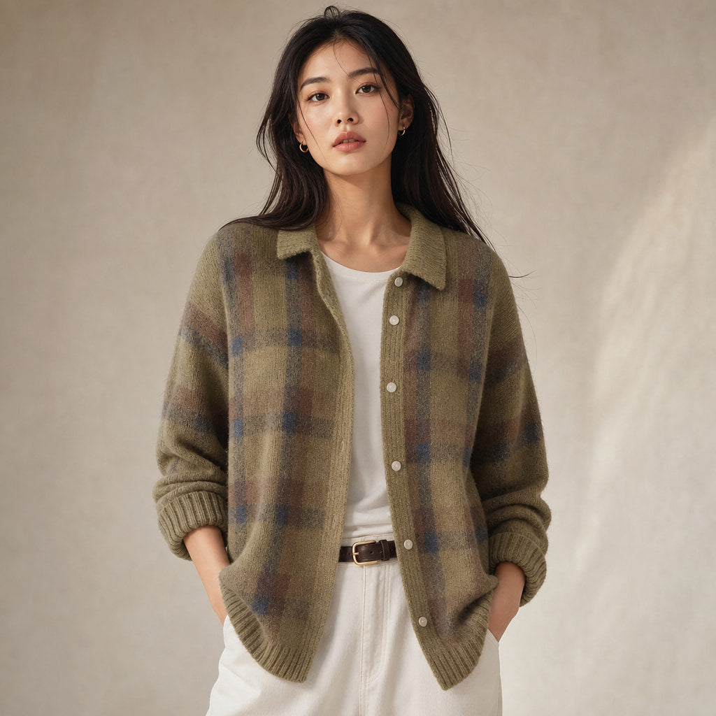 Anna - Soft Check Knit Cardigan in Brown – Mampierimoda Premium Womenswear