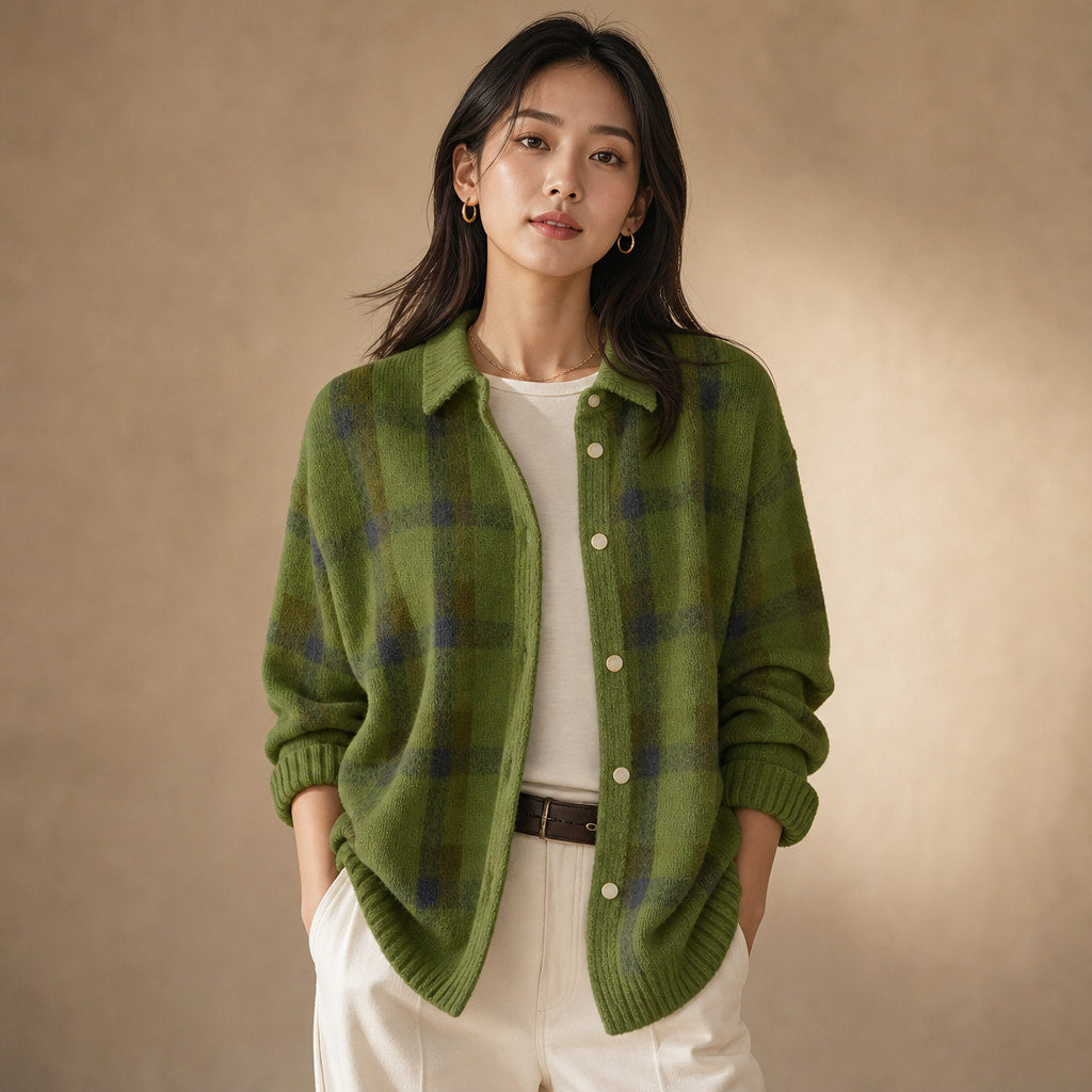 Anna - Soft Check Knit Cardigan in Green – Mampierimoda Premium Womenswear
