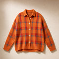 Anna - Soft Check Knit Cardigan Orange – Product Photo