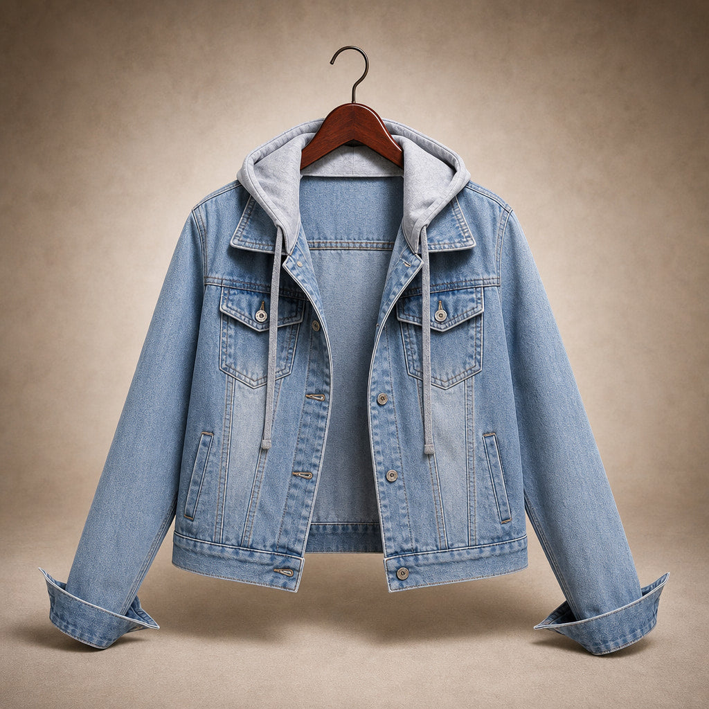 Aria Denim Hooded Jacket Light Blue – Product Photo