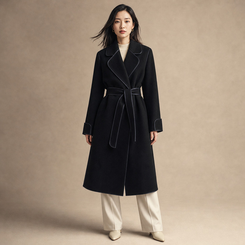Aria Virgin Wool Trench Coat in Midnight Black – Mampierimoda Premium Womenswear