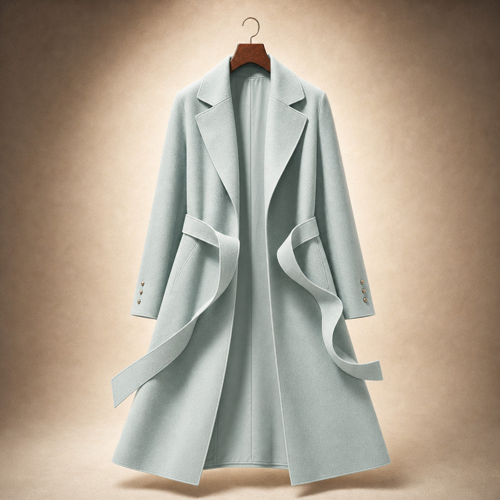 Aria Virgin Wool Trench Coat Mint Green – Product Photo