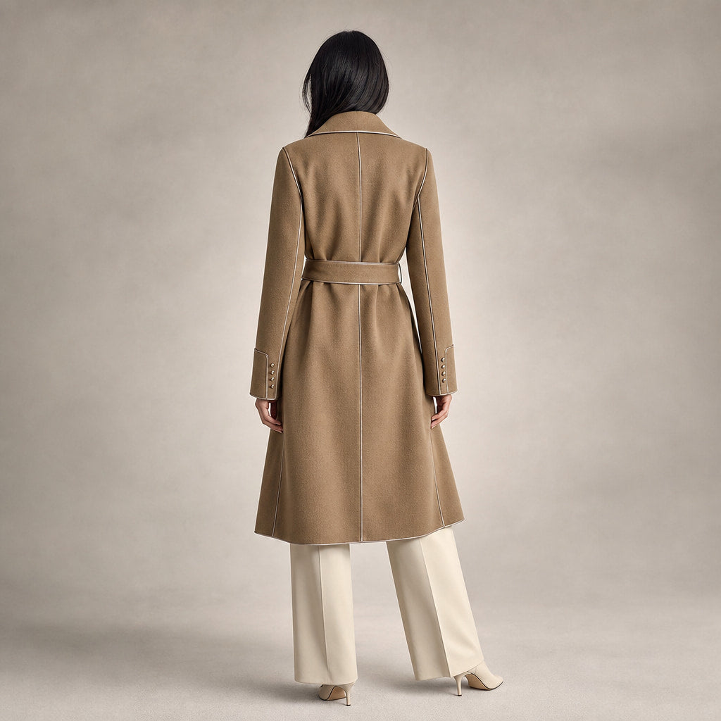 Aria Virgin Wool Trench Coat Mocha Brown – Full Look