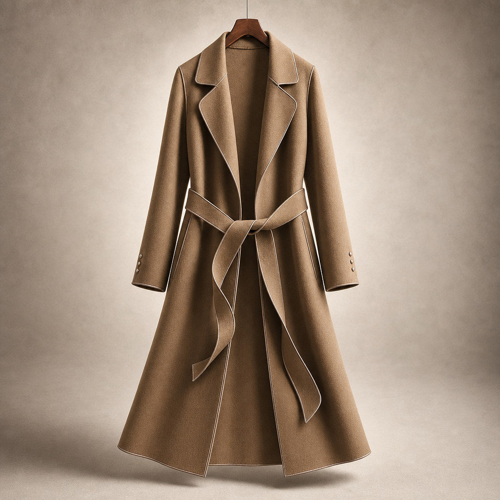 Aria Virgin Wool Trench Coat Mocha Brown – Product Photo