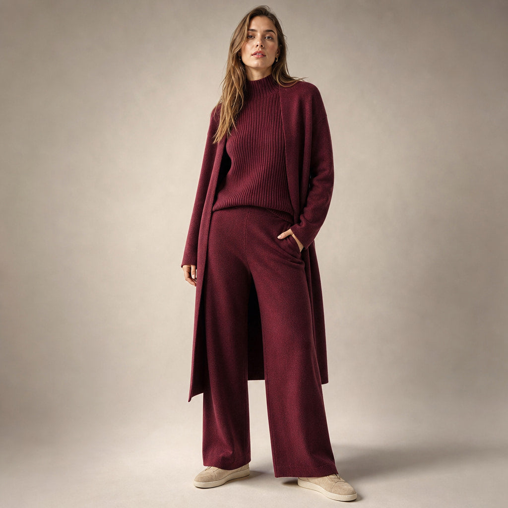 Ariana Prestige Virgin Wool Set Burgundy Red – Product Photo