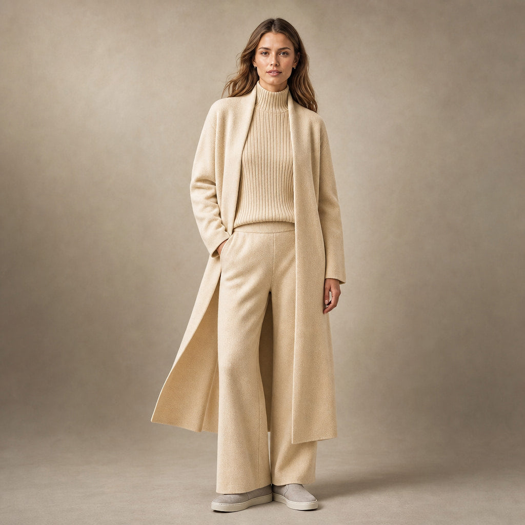 Ariana Prestige Virgin Wool Set in Cream Beige – Mampierimoda Premium Womenswear