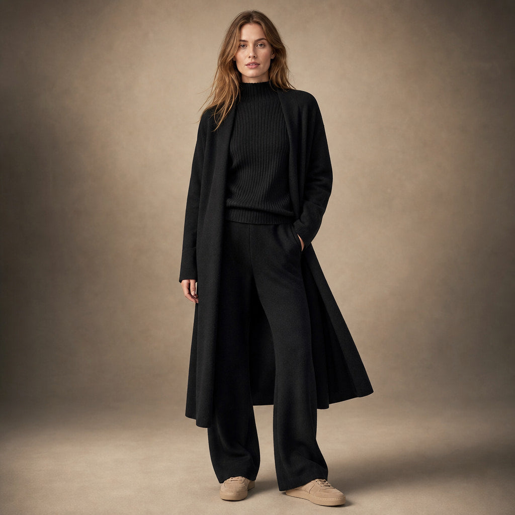 Ariana Prestige Virgin Wool Set in Midnight Black – Mampierimoda Premium Womenswear