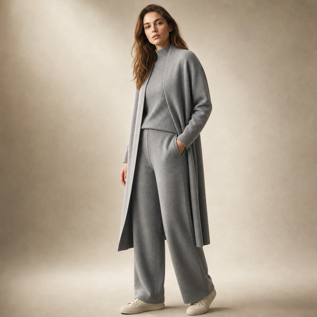 Ariana Prestige Virgin Wool Set Slate Gray – Side Angle View