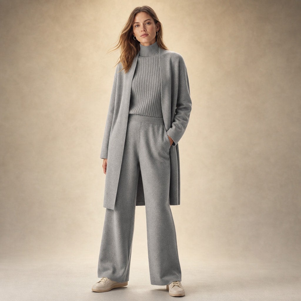 Ariana Prestige Virgin Wool Set in Slate Gray – Mampierimoda Premium Womenswear