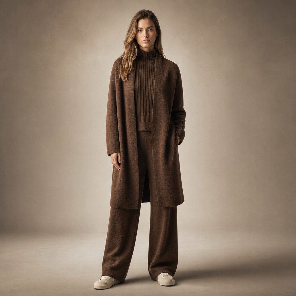 Ariana Prestige Virgin Wool Set in Truffle Brown – Mampierimoda Premium Womenswear