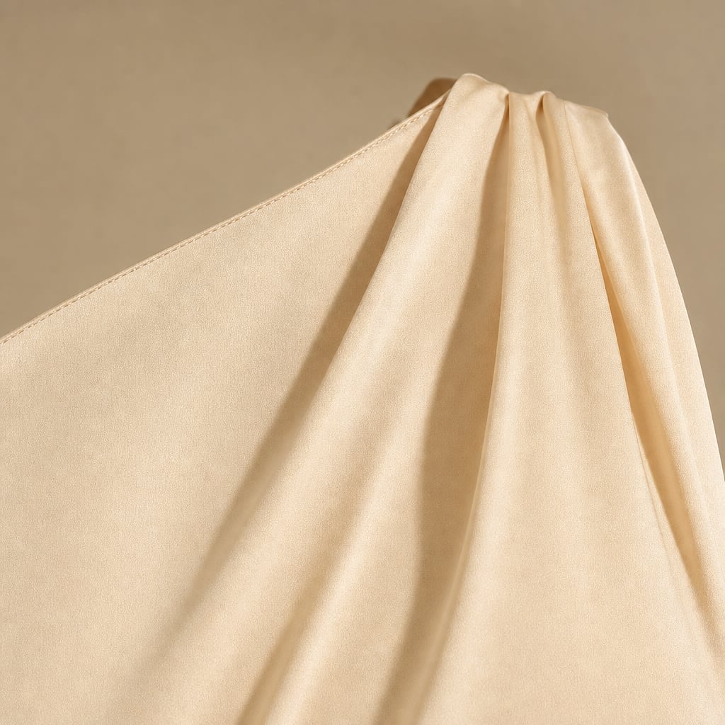 Asymmetrical beige Maxi dress for women with slit Light brown – Fabric and Detail Close-Up