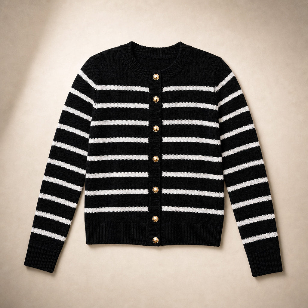 Audrey Striped Cardigan Black – Product Photo